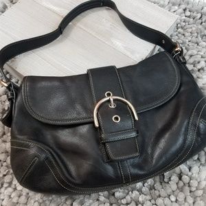 COACH LARGE HOBO HANDBAG BLACK AND SILVER